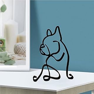 kolymax Metal Dog Minimalist Art Wall Sculpture, Abstract Metal Wire Geometric Dog Line Drawing Art Statue, black, 10.6*14.2CM