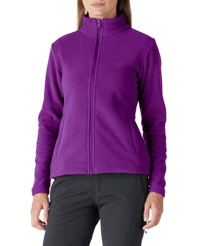 Outdoor Ventures Damen Fleecejacke mit Durchgehendem Reißverschluss Stehkragen Frauen Leichte Fleece Sweatjacke Warme Damenjacke für Laufen, Wandern und Freizeit Lila L