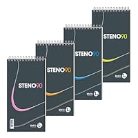 BM BeMore - Steno Spiralblock 90, 0100214 - Format 13 cm x 22,5 cm - Lineatur für Stenografie - Papier 90g/qm - Packung mit 5 Stück - verschiedene Farben