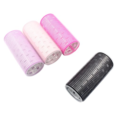 Coufce 4 Pcs Hair Curlers Rollers, Rose Red, Light Pink, Purple, Black