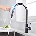 Produktbild SUGU Automatischer Sensor Küchenarmatur mit ausziehbarer Brause 360°Schwenkbereich Einhandmischer Schwarz Spültischarmatur Induktive Touch Wassersparen