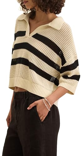 Velvet by Graham & Spencer Women's York Cotton Cashmere Mesh Polo Sweater2