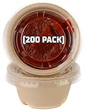 [200 Pack] 2 Oz Compostable Condiment Souffle Bagasse Cups with Lids - Portion Cup with Lid Sugarcane, Biodegradable Perfect for Sauces, Samples, Condiments, Slime, Jello Shot, Food Storage