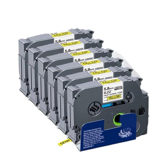 6ピース5.8mm 8.8mm 11.7mm 17.7mm標準メーカーモデルの互換性のあるラベルテープの交換HSE641 HSE631 HSE621 HSE611 HSE231 HSE221 HSE211 HSE211(HSe 611 Yellow)