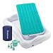 hiccapop Inflatable Toddler Travel Bed with Safety Bumpers | Portable Blow Up Mattress for Kids with Built in Bed Rail - Teal Blue