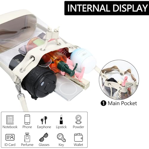 ArtiSoul Clear Bag for Stadium Approved, Clear Crossbody Bucket Bag Transparent PVC Purse for Women, Concert Stadium Events (beige white) by ArtiSoul - Used condition - Image 4