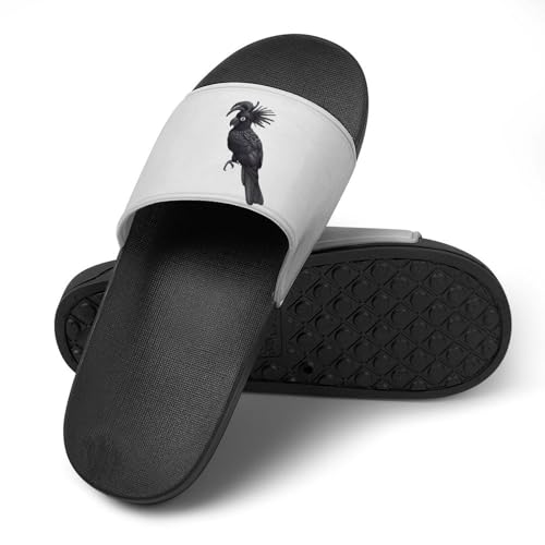 Black Cockatoo Bird Non Slip Slides Sandals for Women Men Quick Drying Shower Shoes for Bathroom Pool Beach4