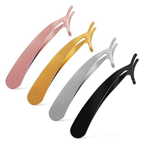 VICASKY 4Pcs Eyelash Tweezers Applicator Tools for Makeup Eyelash Extensions Easy Application Removal Includes Colors