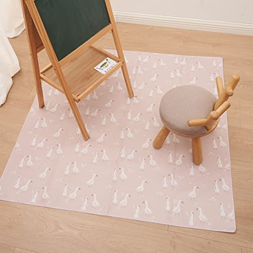 Splat Mat for Under High Chair/Arts/Crafts, Washable Baby Spill Mat Waterproof Anti-Slip Floor Splash Mat, Portable Baby Play Mat and Table Cloth (Goose, 43