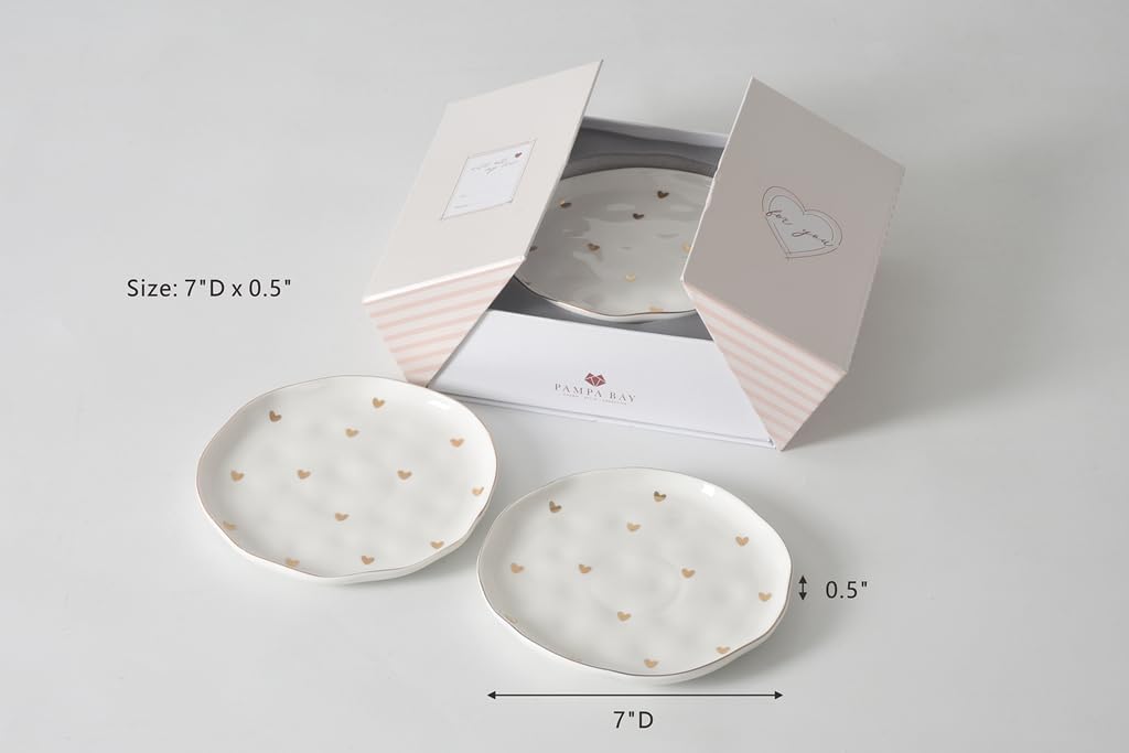 Heart To Heart Set of 4 Dessert Plates, 7" x 7" x 0.5"