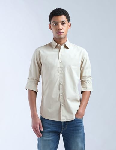 Image of Flying Machine Men's Regular Fit Shirt | Solid | Long Sleeves | Shirt for Man