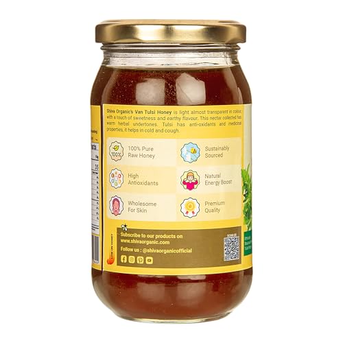 Image of Shiva Organic Raw Van Tulsi Honey 500g | 100% Pure NMR Tested | Raw and Unprocessed
