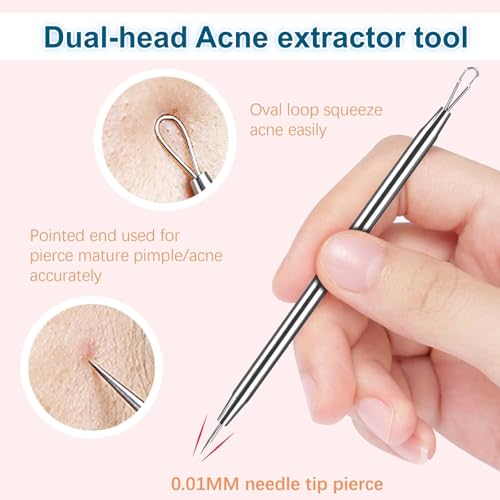 6Pcs Blackhead Remover Tool Kit – Precision Tweezers, Pimple Popper, Milia/Ingrown Hair Extractor, Comedone Clip Set for Nose/Eye/Face Skin Blemish, Beauty Care for Women & Girls - Thumbnail 5