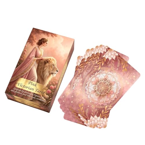 Cartas de Tarot Rosas - 78 Piezas Rosa Clásico Portátil Versión En Inglés Juguetes | Baraja De Cartas De Oráculo,para Familia Amigos Guia de Sueños Meditacion Hogar Viajes Amor