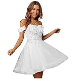 Material: high quality tulle fabric , with 3d flowers ,soft lining, breathable and skin-friendly . suggest hand wash . Design: sexy short design ,off shoulder ,gorgeous 3d flowers , lace up back and built in bra . women's 3d flowers homecoming dresse...