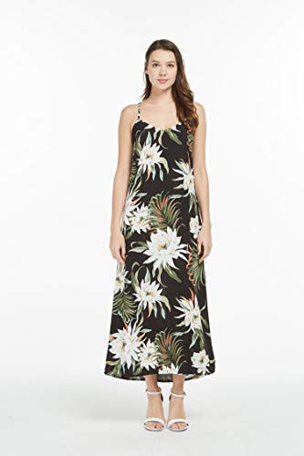 Image of Family Matching Hawaiian Clothes, Wispy Cereus Black | Lightweight 100% rayon • Family matching outfits • Tropical floral print • Beach vacations • Luaus • Cruises • Family photos