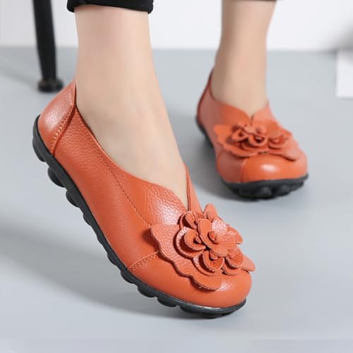 Image of MOYOWEI Women's Leather Slip On Loafers Colorful Flat Shoes