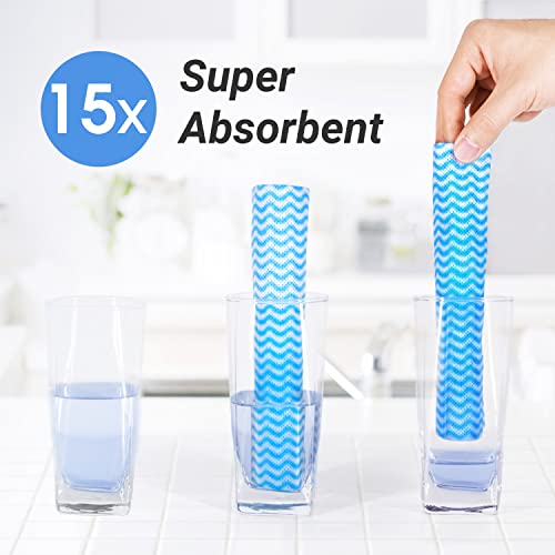 Elinnee Reusable Cleaning Cloths Dish Paper Towels, Domestic Cleaning Towels, Multipurpose Quick-Dry Rag Dish Cloths Heavy Duty Handy Wipes For Kitchen 25 Count 14.2"X15.7", Blue #TOP3