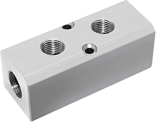 Colector de aire, Colector de compresor de aire de 2 vías y 4 puertos, Divisor de bloque de colector en línea de manguera de aire de aluminio,