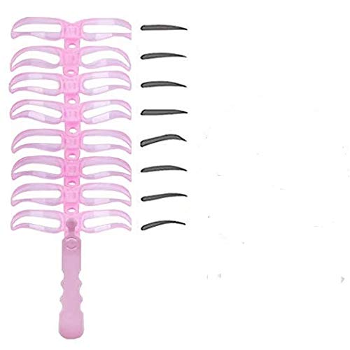 YYE Eyebrow Stencils,Eyebrow Template Stencil,Eyebrow Shaping Kit,8 Styles Reusable Eyebrow Templates Tool with Handle,for Womanï¼ˆPinkï¼‰