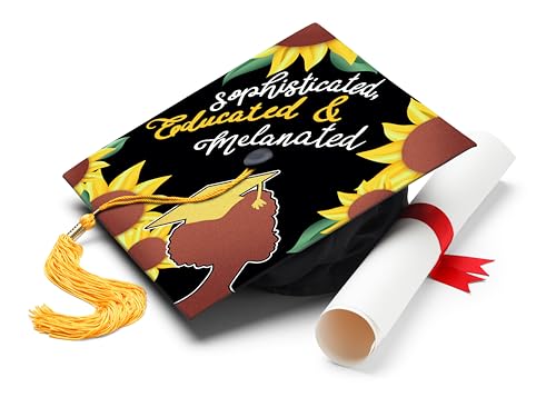 EarnedSwag Sophisticated, Educated & Melanated Graduation Cap Topper