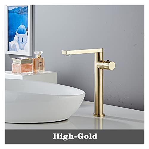 Robinet de lavabo cascade anti-éclaboussures en laiton or durable - 3