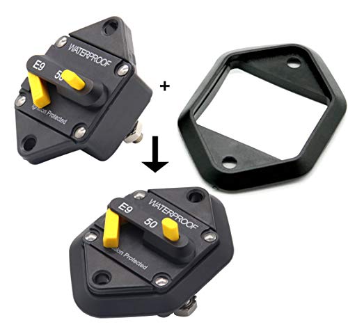 T Tocas Hi-Amp Type Iii 50A Circuit Breaker With Manual Reset Panel Mount, 12V- 48Vdc, Switchable Waterproof #TOP1