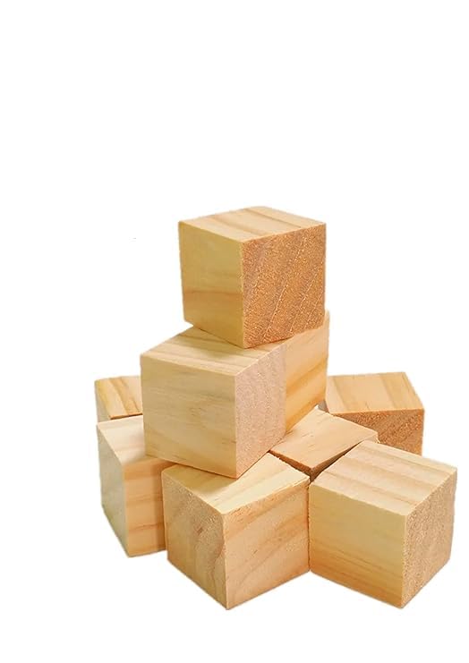 Wooden Cube T One Woods Wooden Block Cubes for Crafts DIY Protect, 12 Pieces