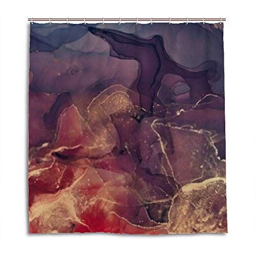 Rideau de douche lavable en machine polyester bloc noir rouge CHEHONG
