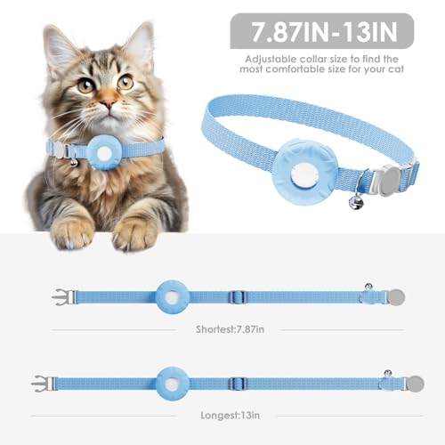 Image of Cat Tracker, GPS Tracker Compatible with Apple Find My App(Only iOS), Waterproof Cat Trackers Collar with Bell and Safety Elastic Buckle,No Monthly Fee,Territory & Location History, Smart Alerts, Blue
