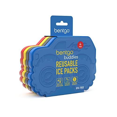 Bentgo® Buddies Reusable Ice Packs - Slim Ice Packs For Lunch Boxes, Lunch Bags, And Coolers - Multicolored 4-Pack (Truck) #TOP6