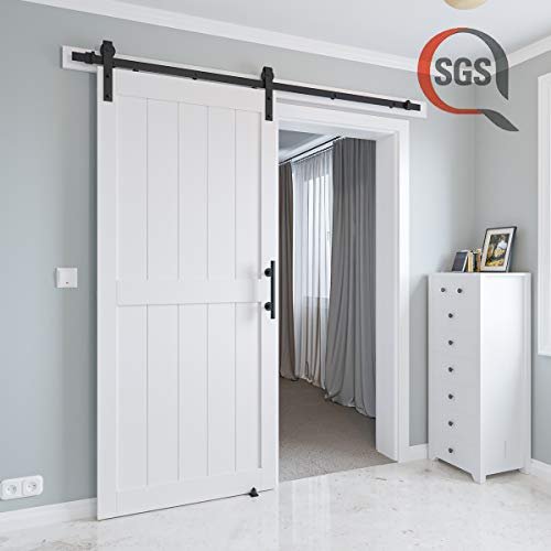 Image of 36 x84in MDF Sliding Barn Door with 6.6ft Barn Door Hardware Kit & Handle