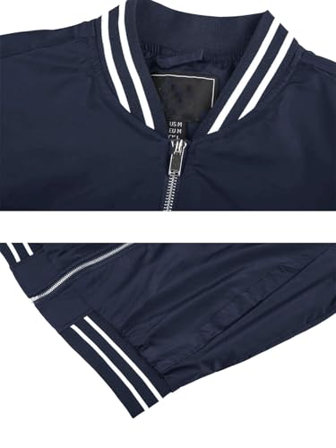 Mens Mock Neck Lightweight Full Zip Bomer Jacket Classic Outdoor Patchwork Long Sleeve Coat4