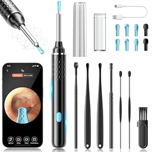 Ear Wax Removal Tool Camera, 1080P HD Ear Camera & 6 LED Lights, Easy and Safe Ear Cleaner for Kids & Adults, Ear Cleaning Kit Includes 8 Ear Tips and 7 Traditional Tools for iPhone, iPad, and Android