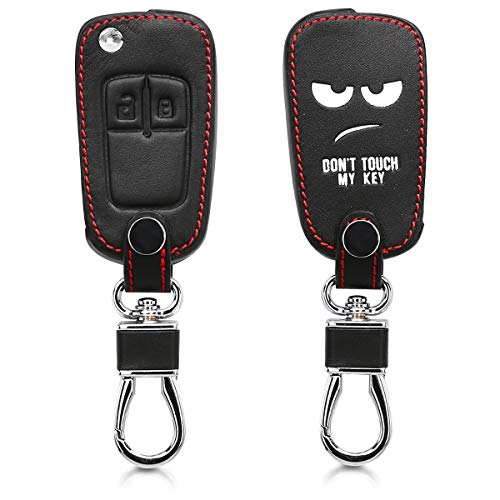 kwmobile Funda para Llave Plegable de 2 Botones para Coche Opel Chevrolet - Cubierta de Cuero sintético - Case para Mando y Control de Auto con diseño Don't Touch my Key