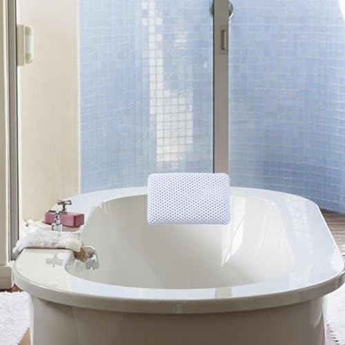Oreiller de bain blanc lavable avec ventouses en mousse ergonomique