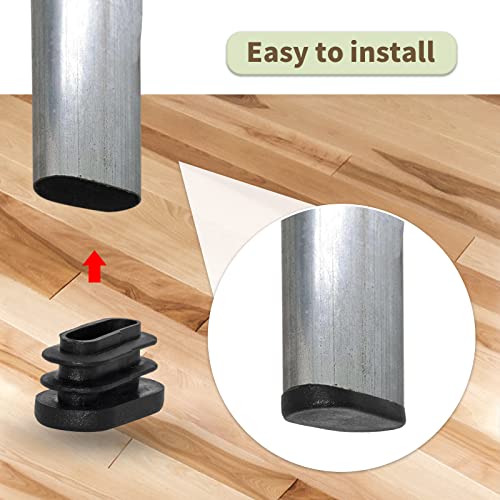 Image of Flyshop 10 x 20 mm, 3 /8 inch x 13 /16 inch OD Black Durable Plastic Plugs Tubing End Caps Oval Chair Glide Inserts 8 Pack