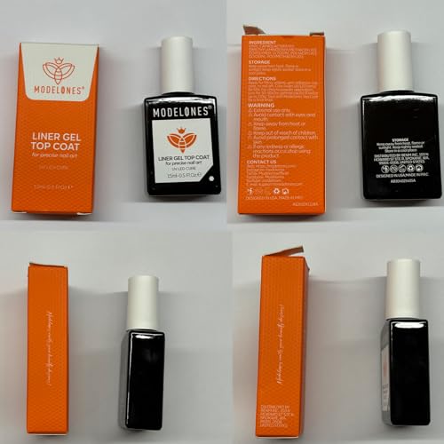 Image of modelones Liner Gel Top Coat for Fine Designs, No Wipe Clear Nail Polish - High Gloss Gap Filling Top Coat Gel, Strong Adhesion for Nail Powder & Rhinestones, U V /LED Light Cure, 15ml