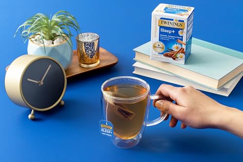 Image of Twinings Superblends Sleep+ Herbal Tea with 1mg Melatonin, Camomile, Cinnamon & Vanilla, Naturally Caffeine-Free, 16 Tea Bags (Pack of 6), 96 Teabags