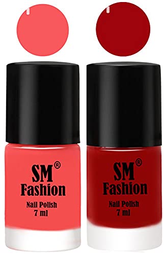 Image of Long Lasting Nail Polish | Nail Paint Combo 7 ml Each) - Set of 2 Light Pink-Light Red