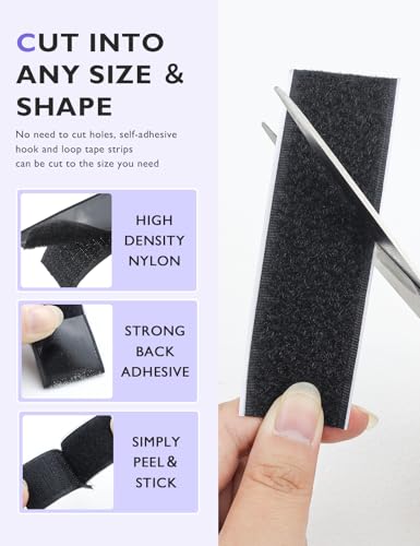 Image of 60 Sets Hook and Loop Strips with Adhesive, Nylon Strips with Adhesive for Home or Office Use, 1 x 4 Inches