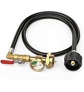 3FT Propane Refill Adapter for 1 lb. Tanks, with Flexible Hose, Pressure Gauge & ON/OFF Valve, He...