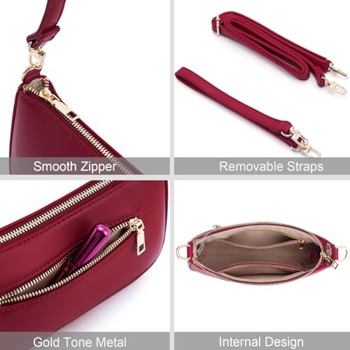 Image of Shoulder Bag for Women Retro Vegan Leather Classic Clutch Tote HandBags Purses with Zipper Closure