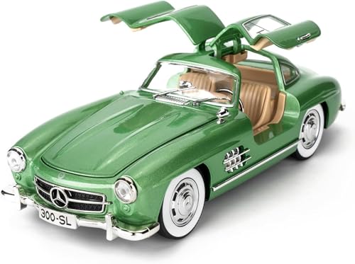 Image of Benz 300 SL Classic Car Model Zinc Alloy Pull Back Toy Car with Sound & Light, for Kids, Boys & Girls, Ages 3+ (Green)