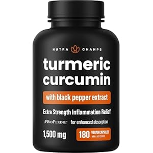 Turmeric Curcumin with Black Pepper Extract (BioPerine) | 180 Turmeric Capsules | 95% Curcuminoids Extra Strength Turmeric Supplements for Joint Health, Antioxidant & Immune Support | Vegan & Non-GMO