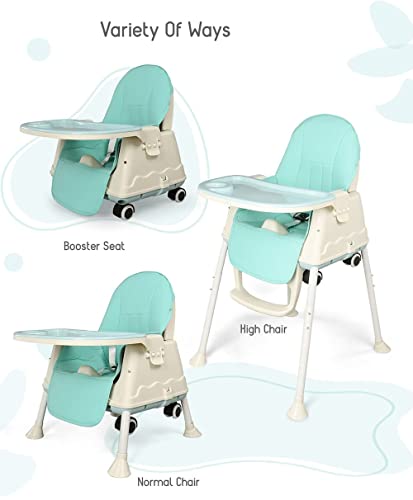 Image of StarAndDaisy Comfort Baby High Chair for Feeding with 4 in 1 Multifunctions for 6 Months to 3 Years Girls & Boys, Height Adjustable, Detachable Food Tray & One-Hand Adjustable (Blue)