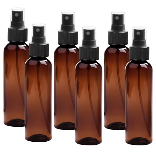 YEUIKERR 36 Pack Amber Plastic Spray Bottles 8 oz Small Spray Bottle Fine Mist Cleaning Spray Bottles, 8 oz Empty Sprays Bottle Bulk for Travel, Essential Oils