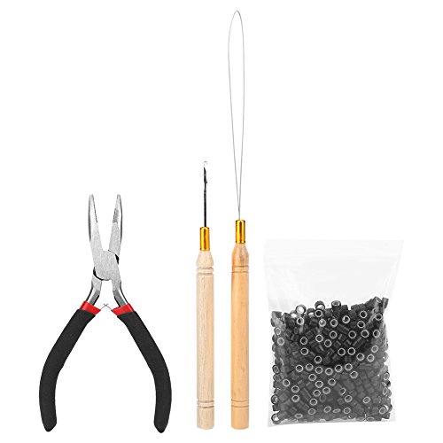 Pinzas de extensión de cabello para fijación capilar sin enredos con aguja de micro-anillo