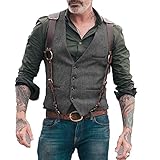 Neil Melody Herren Fischgrät Anzüge Westen Business Tweed schmale Passform Weste Wolle Trauzeuge S-3XL(Small,Grau)