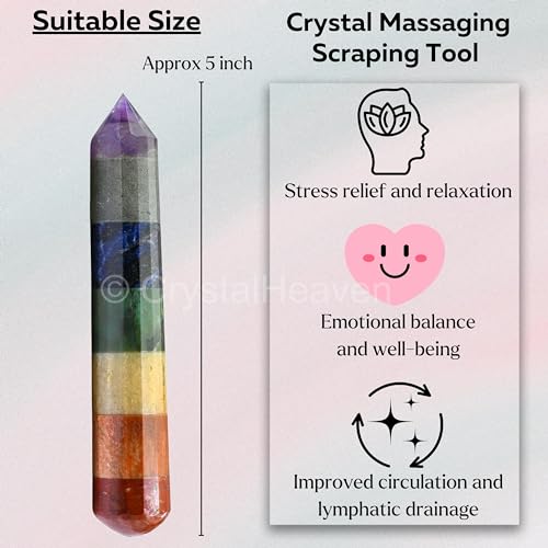 Image of Large Chakra Crystal Wand - Pointed Crystal Wand for Energy Healing, Chakra Balancing, Meditation and Home Decor - Crystals and Healing Stones for Gift